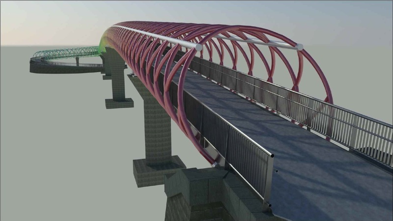 Visualization of the new footbridge in the district of Valverde