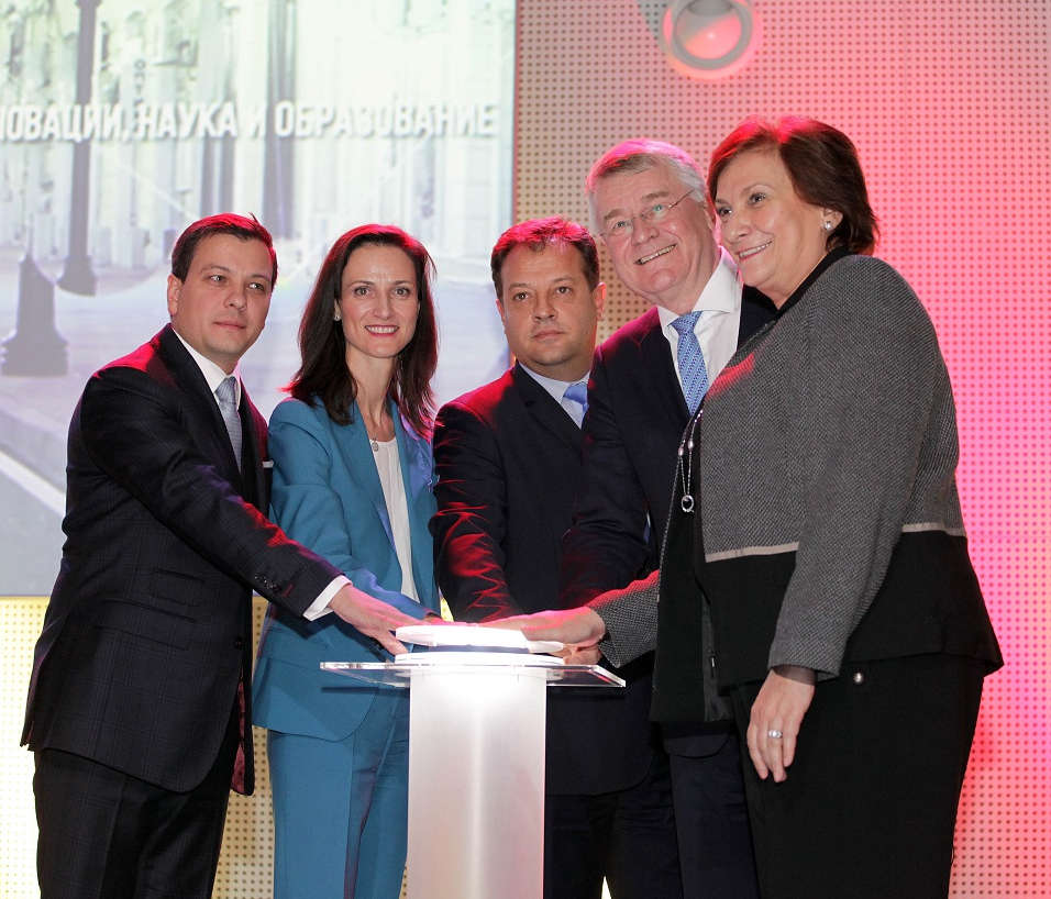 Tomov, Gabriel, Panov, Markkula  and Mihaylova launching TheMayorEU