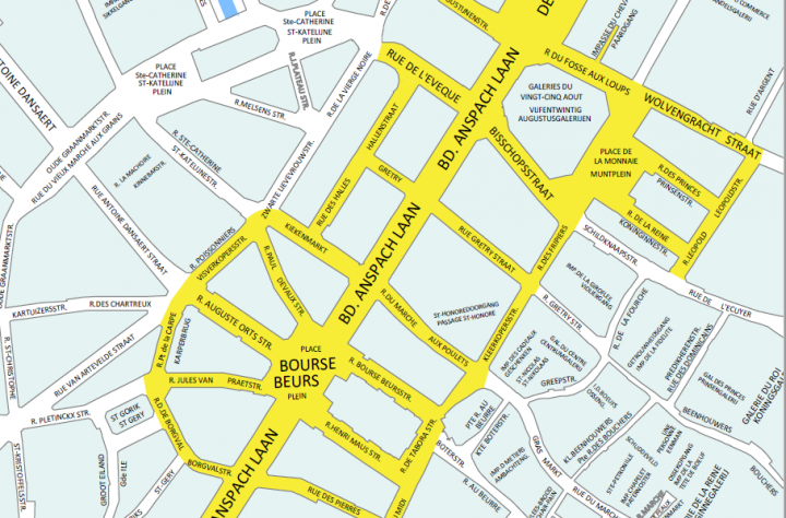 alcohol ban map of zone in Brussels