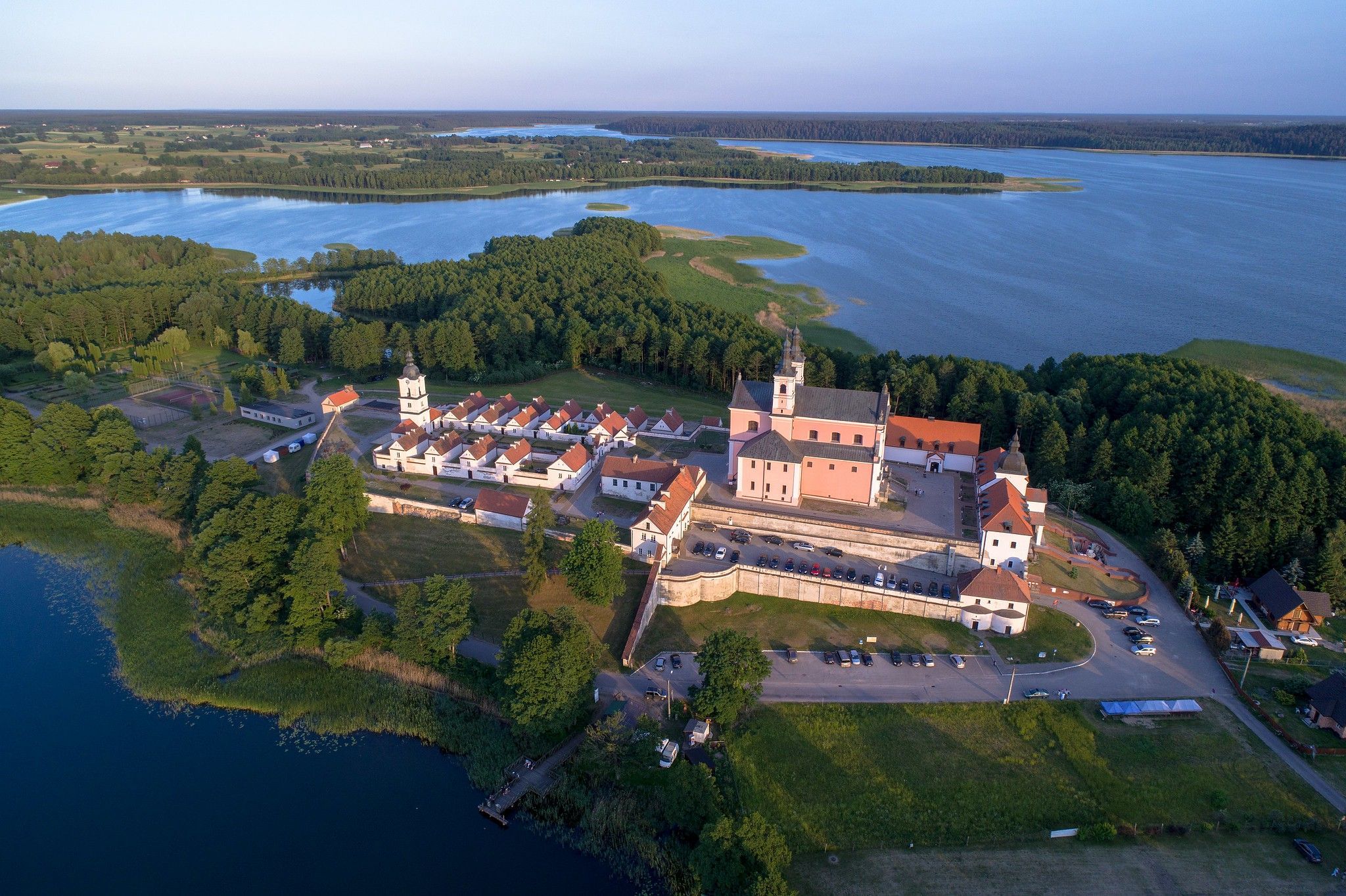 Poland wigry monastery near suwalki north east poland air. mariusz cieszewski