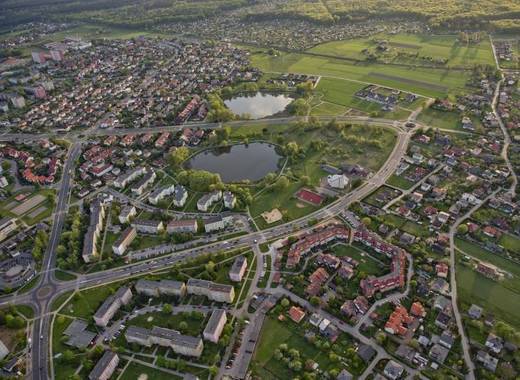 Medium aerial view of tychy