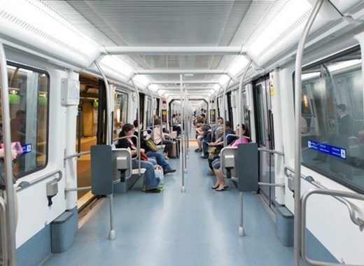 Medium interior of metro barcelona train