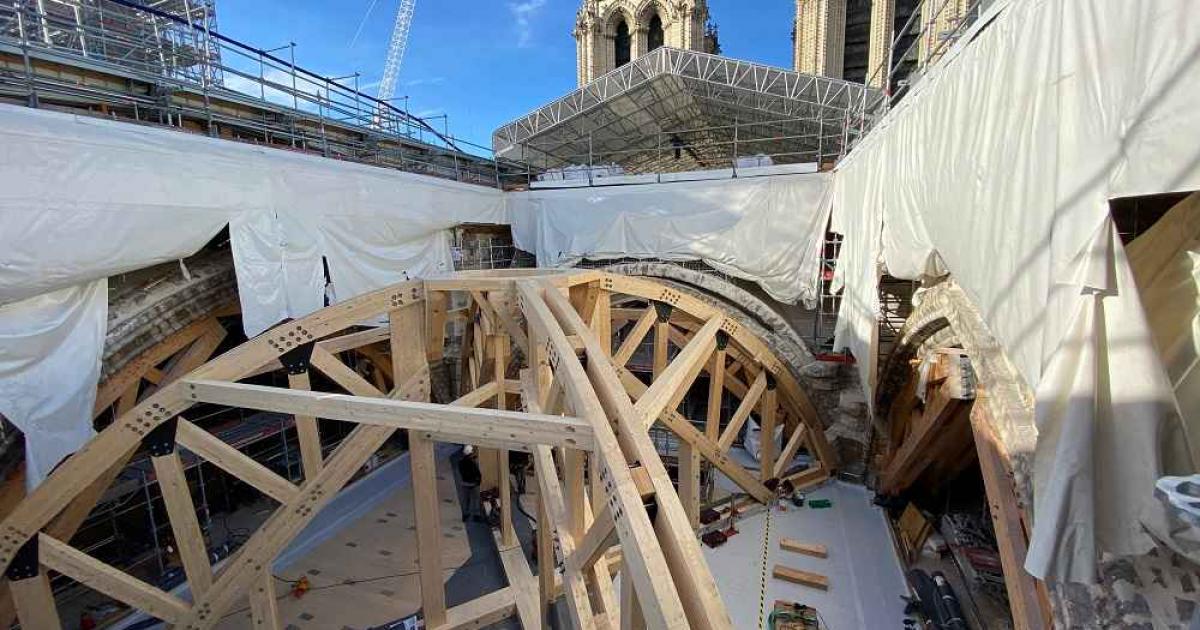 The reconstruction of the Parisian Notre Dame Cathedral spire has begun