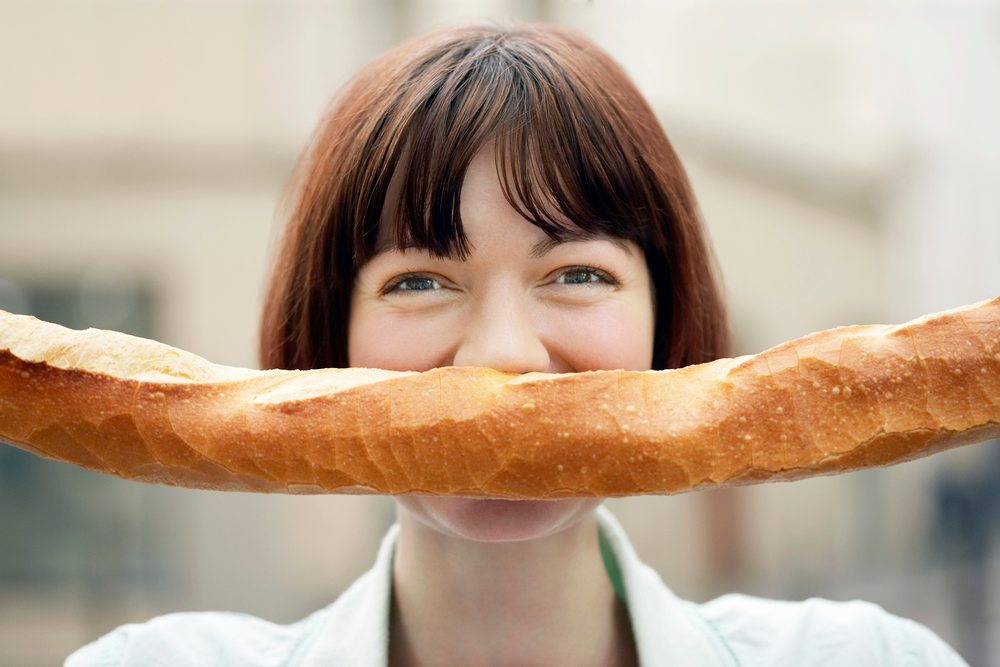 woman and baguette
