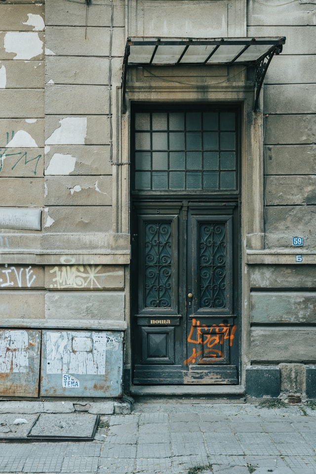 door and sidewalk