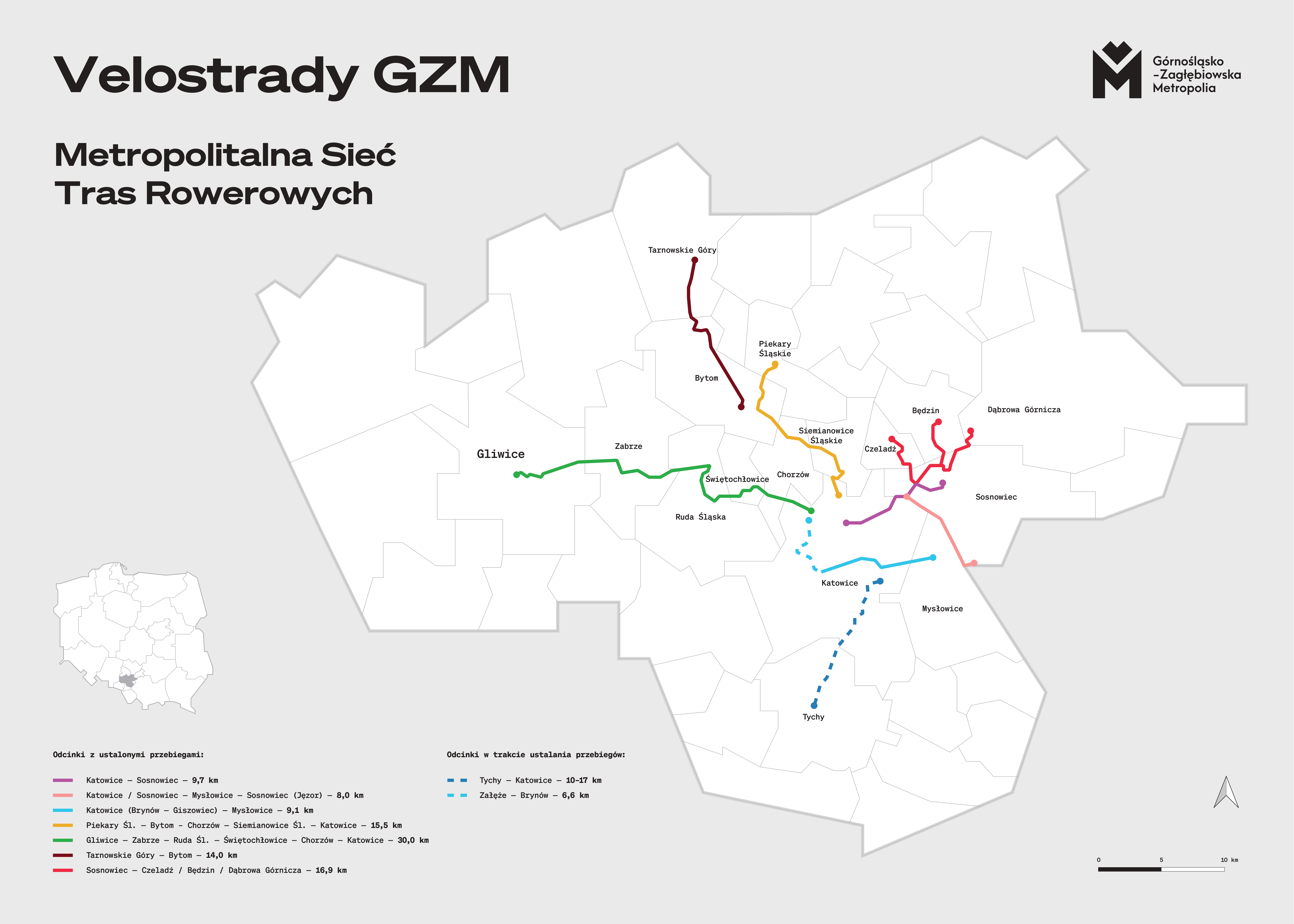 Map bicycle highways GZM