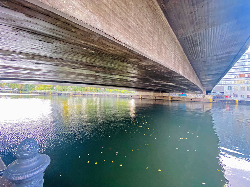 the river under the bridge