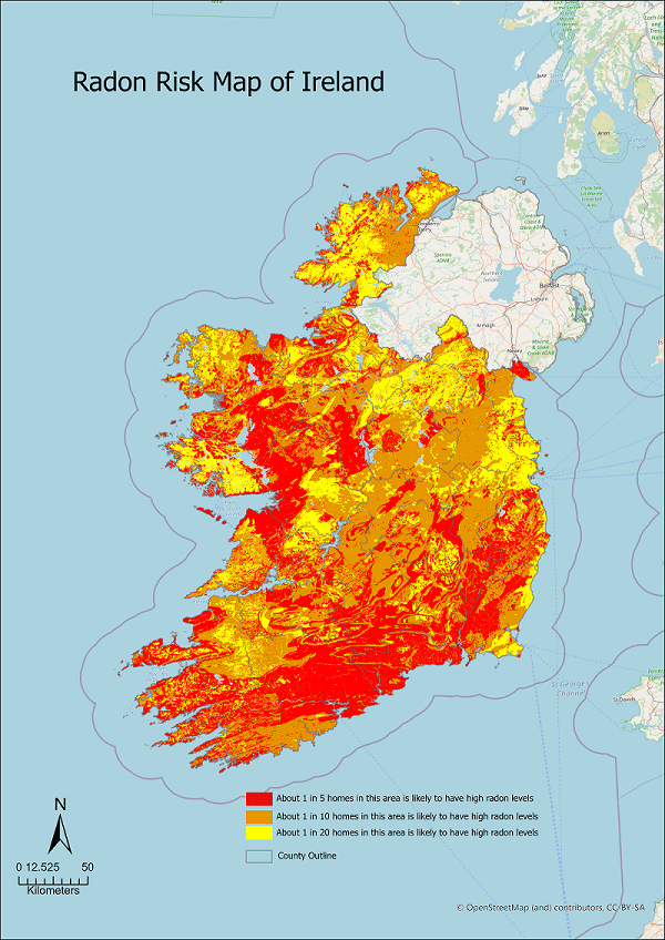 map of Ireland radon 