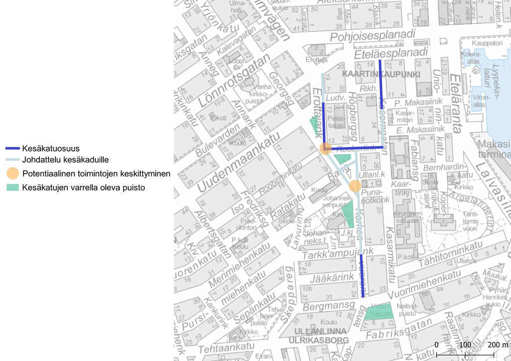 Map of Helsinki's summer streets
